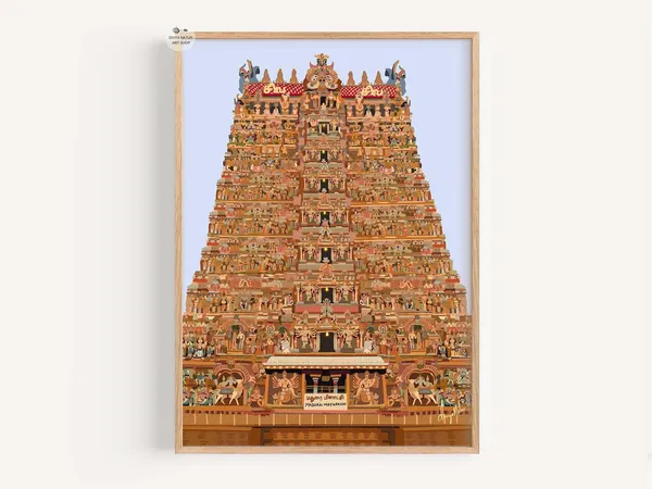 Madurai Meenakshi Temple Art Print, South Decor