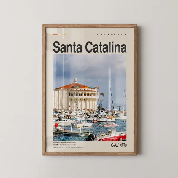 Santa Catalina Travel Poster, Avalon Bay Beach