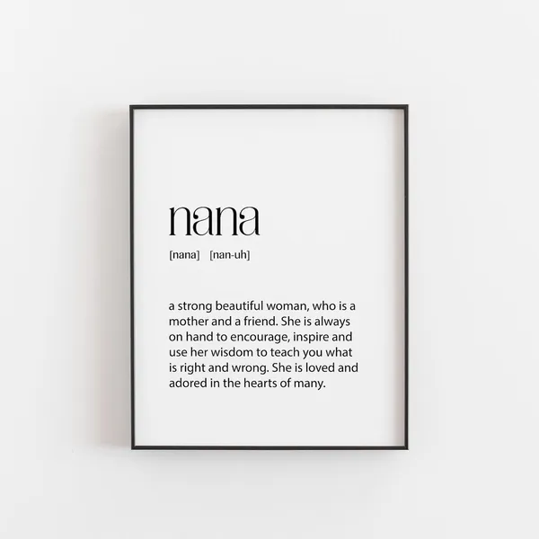 Nana Definition Art Print, Family Typography Decor