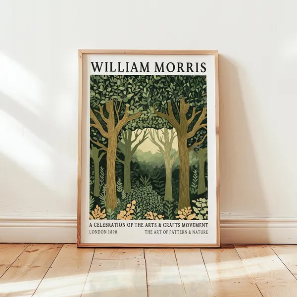 William Morris-Inspired Forest Art Print, Vintage Botanical Decor