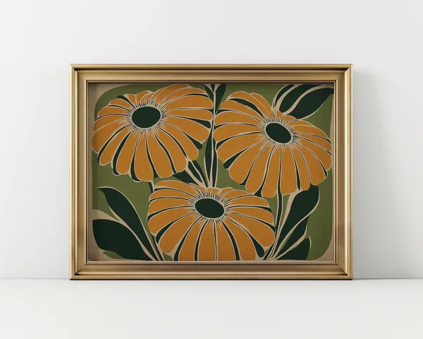 Art Deco Floral Wall Art, Boho Botanical Print