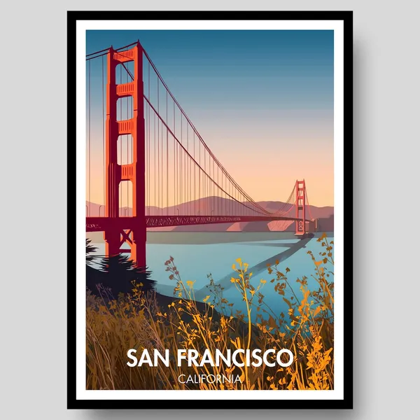 San Francisco Bridge Print Travel Poster