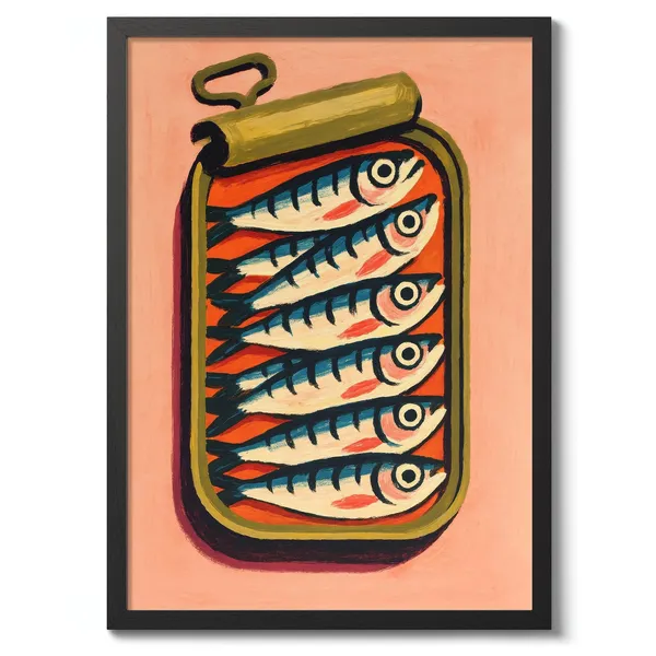 Sardines Illustration Art Print, Fish Poster Decor