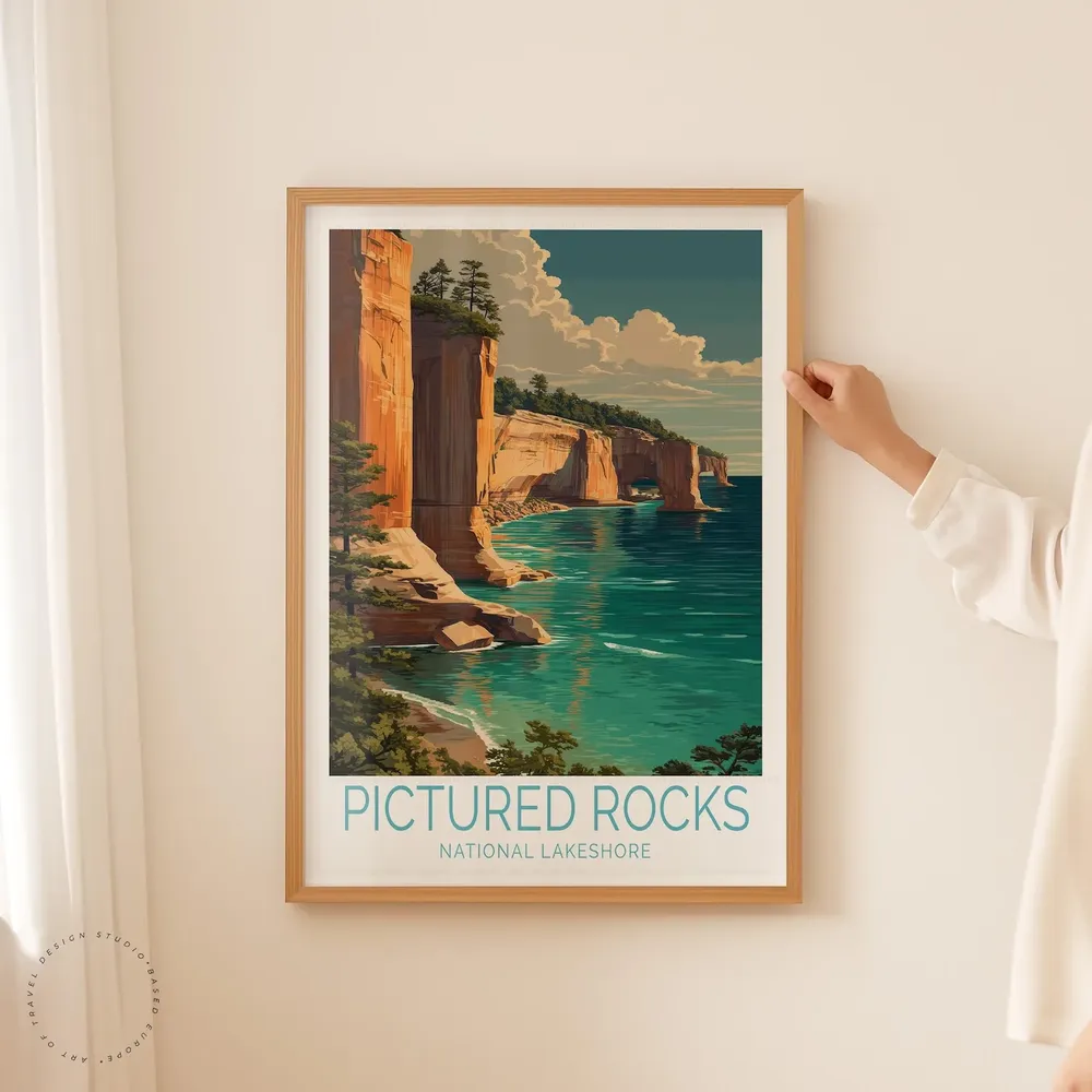 Pictured Rocks National Lakeshore Travel Poster, Michigan - Image 5
