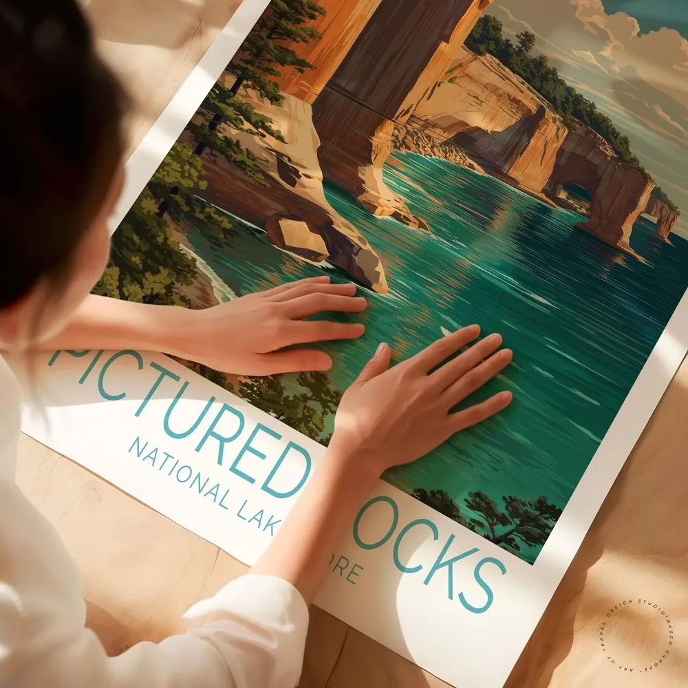 Pictured Rocks National Lakeshore Travel Poster, Michigan - Image 3