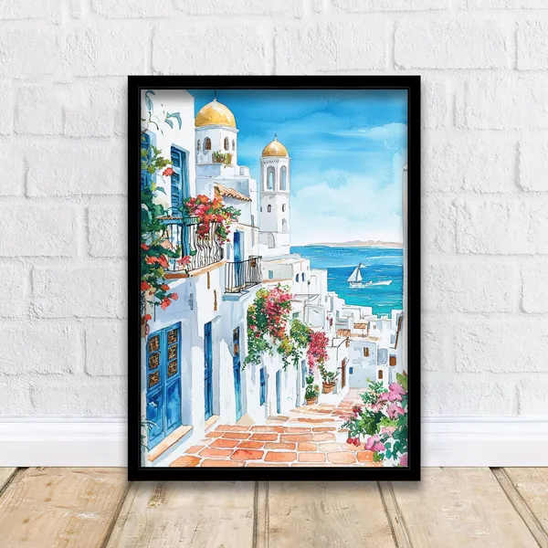 Tunisia Watercolor Village Art Print, North Africa