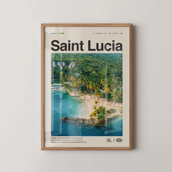 Saint Lucia Travel Poster, Castries Caribbean
