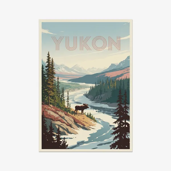 Yukon Vintage Travel Poster, Canada Art Print