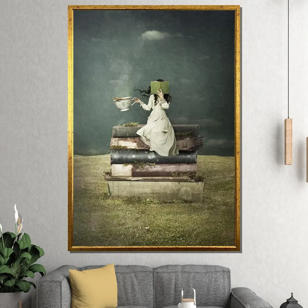 Whimsical Book Lover Surreal Wall Art Print - Image 4