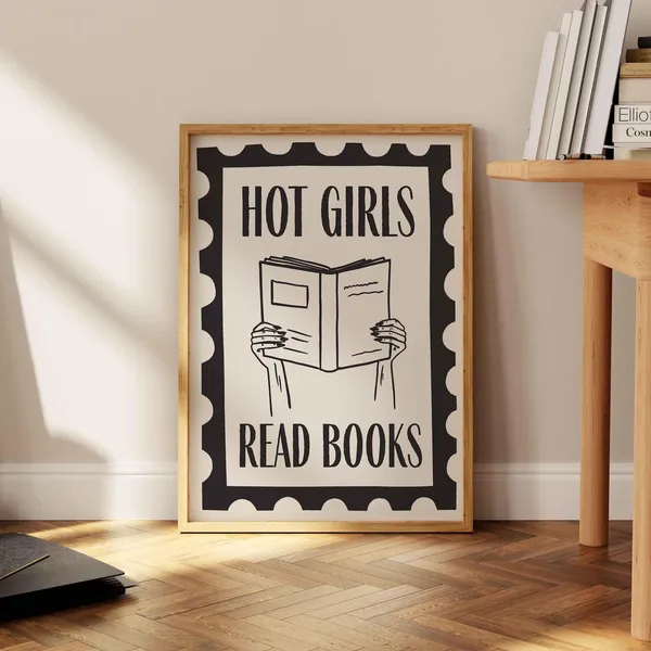 Hot Girls Read Books Art Print, Bookish Wall Decor