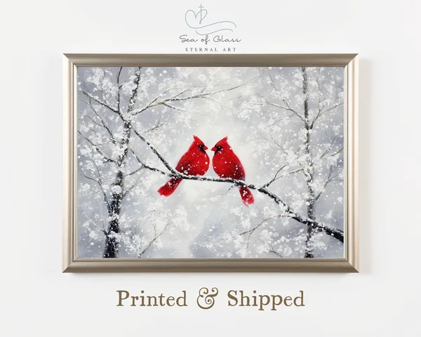 Red Cardinal Winter Painting, Vintage Christmas Poster