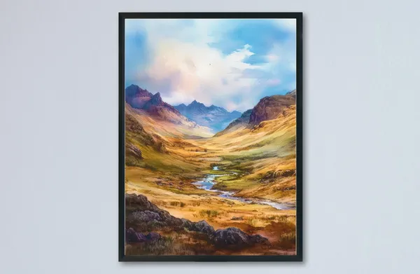 Eskdale Watercolor Poster, United Kingdom Travel Art