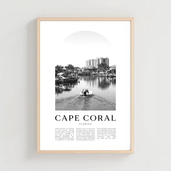 Cape Coral Travel Poster, Florida City Art Print