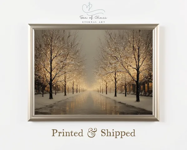 Snowy Winter Trees With Christmas Lights Art Print