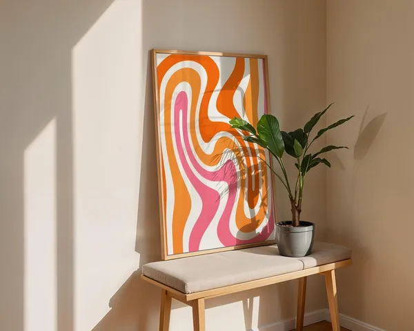 Retro Wave Abstract Poster, Groovy Modern Decor