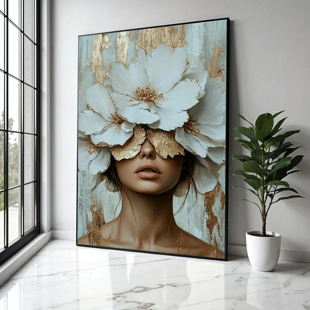 Elegant Woman With White Blossoms Art Print
