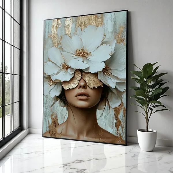 Elegant Woman With White Blossoms Art Print