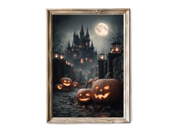 Haunted Castle at Moonrise, Vintage Gothic Art Print