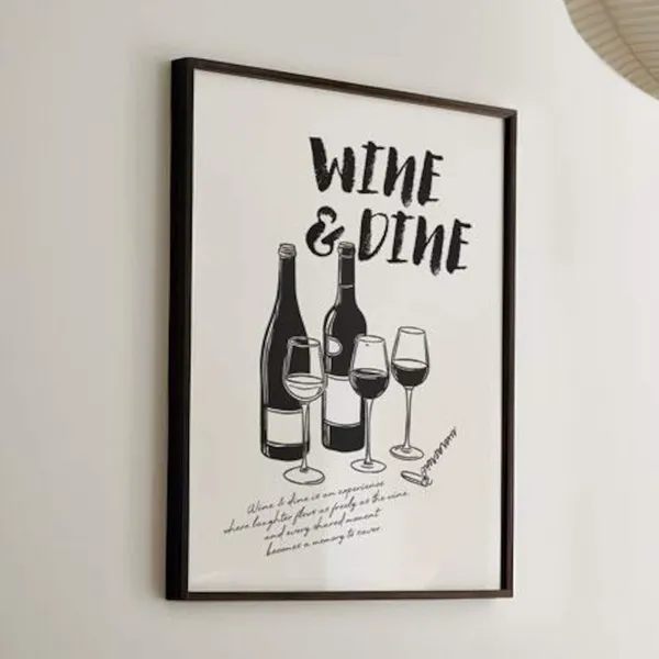 Wine Dine Minimalist Kitchen Bar Art Print