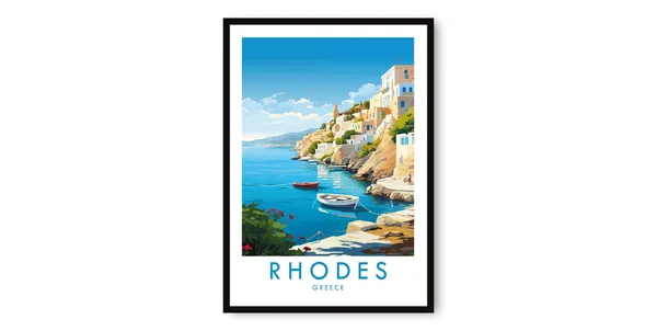 Rhodes Greece Travel Poster, Fine Art Print
