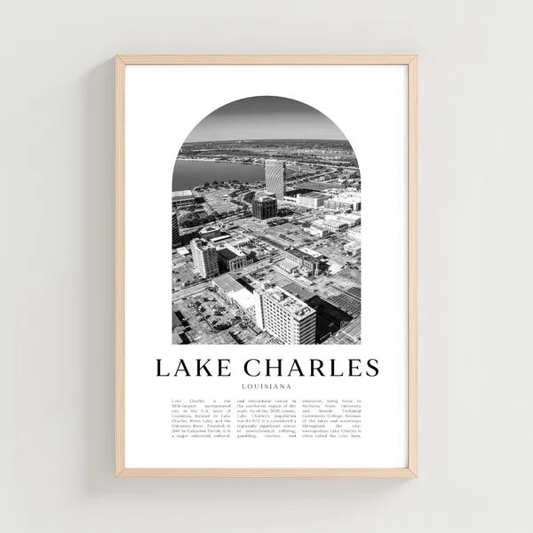 Lake Charles Travel Poster, Louisiana City Art Print