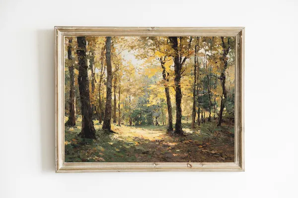 Autumn Forest Path Moody Fall Art Print
