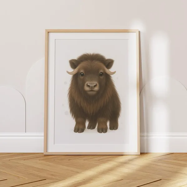 Baby Muskox Nursery Art Print, Cute Arctic Animal