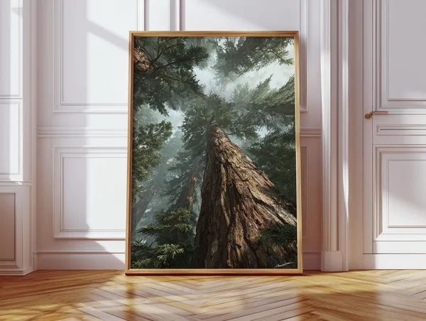 Majestic Redwood Forest Art Print, Rustic Boho Home