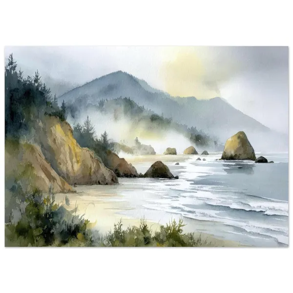 Cannon Beach Oregon Watercolor Art Print