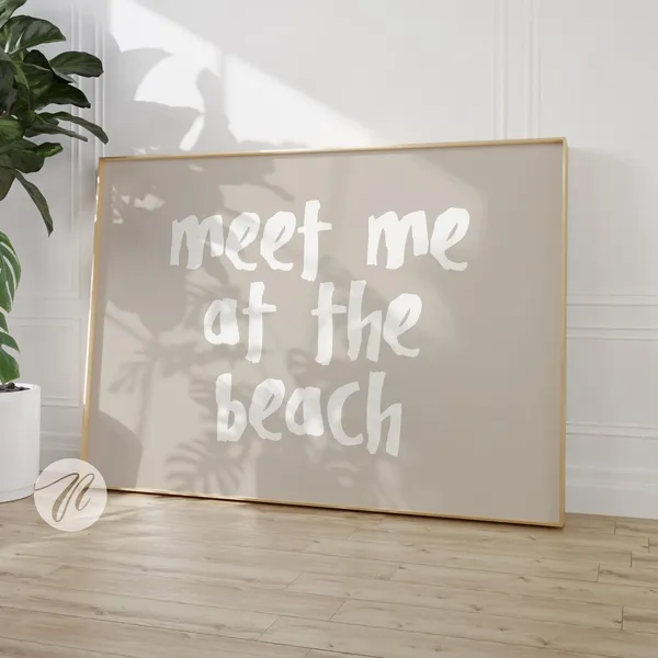 Meet Me At The Beach Neutral Coastal Art Print
