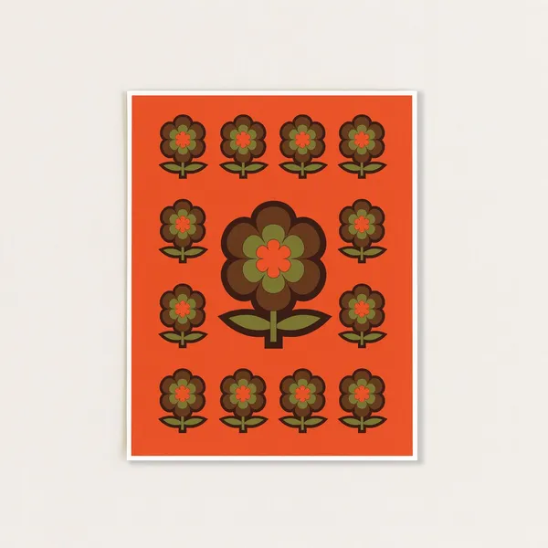 70s Floral Print, Retro Home Decor Art Print