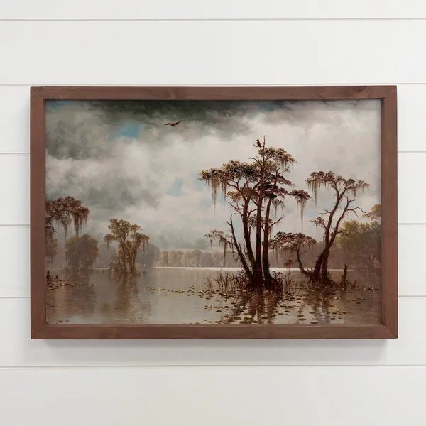 Louisiana Bayou Vintage Travel Poster, Lake House Decor