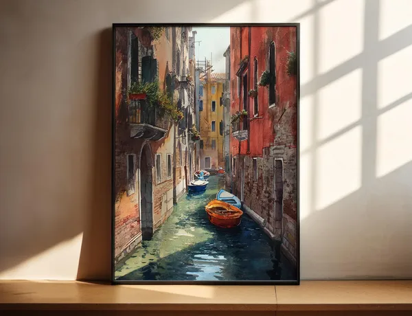Venice Italy Watercolor Canals Wall Art Print