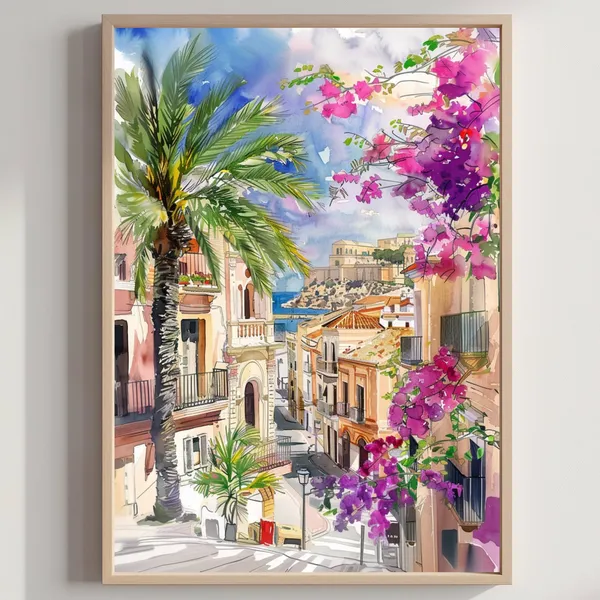 Alicante Costa Blanca Watercolor Travel Poster
