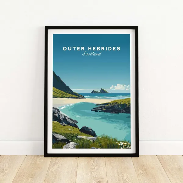 Outer Hebrides Travel Poster, Coastal Scotland Decor