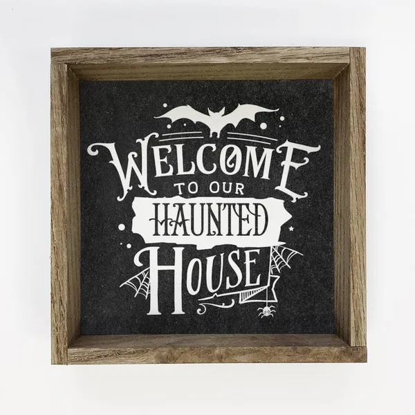 Haunted House Cute Halloween Sign, Wall Art Print