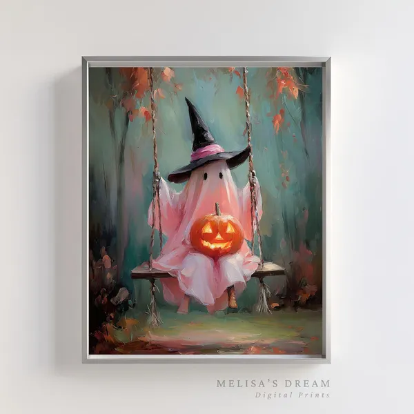 Cute Witch With Pumpkin Halloween Art Print