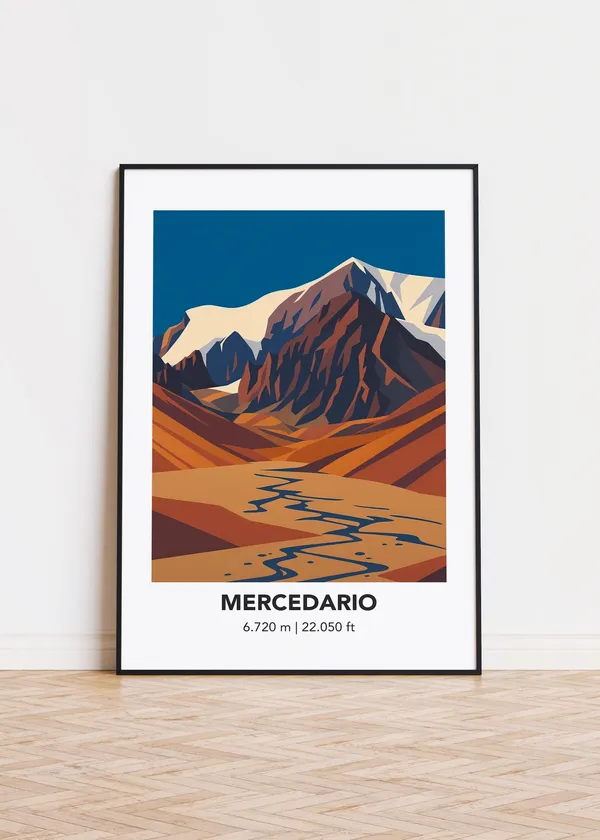 Mercedario Mountain Modern Illustration Art Print