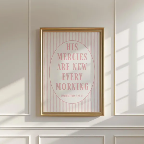 Pink Bible Verse Print, Lamentations Scripture Art