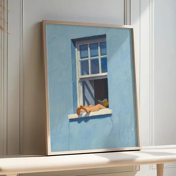 Blue Navy Minimalist Window Art Print, Home Decor