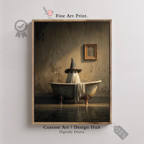 Halloween In Bathtub Spooky Gothic Bathroom Art