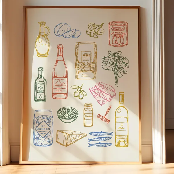 Italian Pantry Art Print, Rustic Kitchen Decor