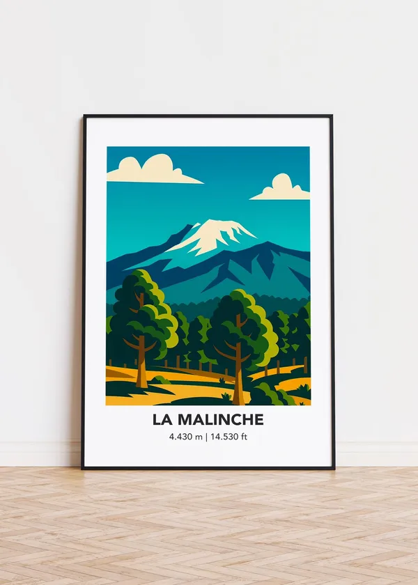 La Malinche Illustration Art Print, Mountain Poster