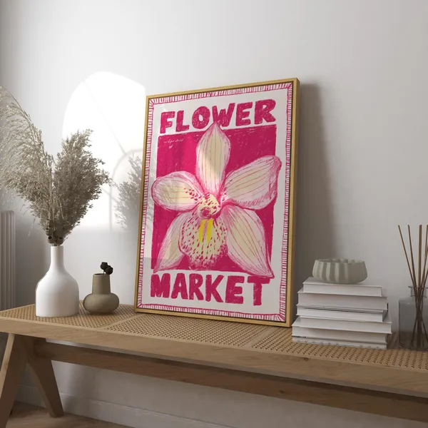Flowers Market Vintage Retro Summer Poster