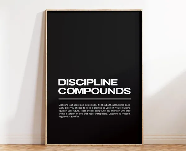 Discipline Compounds Motivation Quote Poster, Modern Typography