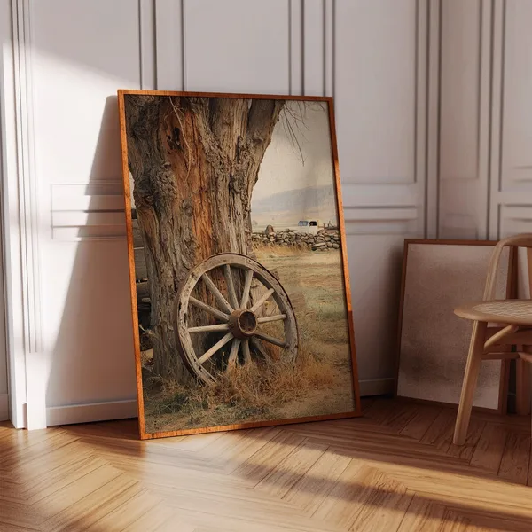 Rustic Wagon Wheel Western Farmhouse Art Print