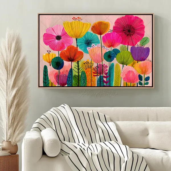 Bright Flowers Art Print, Modern Floral Botanical