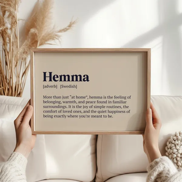 Hemma Swedish Word Art, Minimalist Home Poster