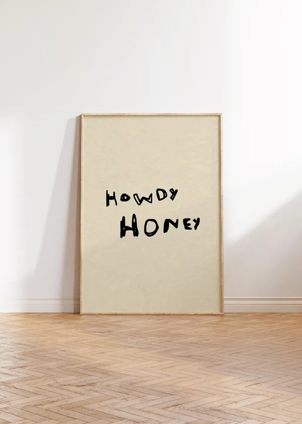 Howdy Honey Western Wall Art Print, Entryway Decor