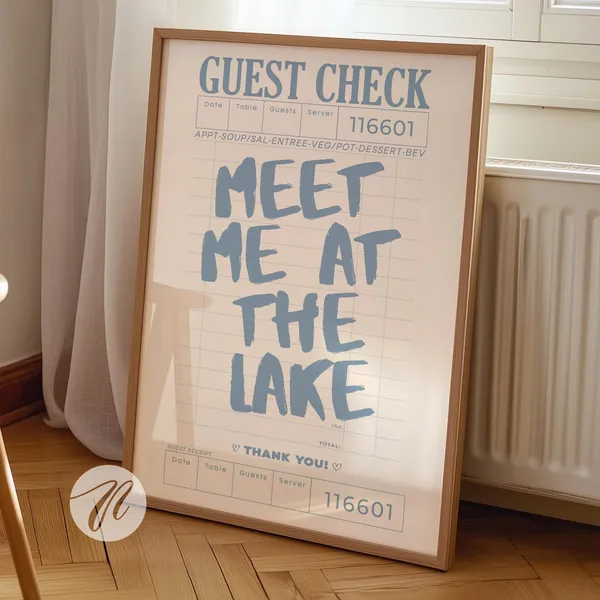Meet Me At The Lake Coastal Typography Art Print